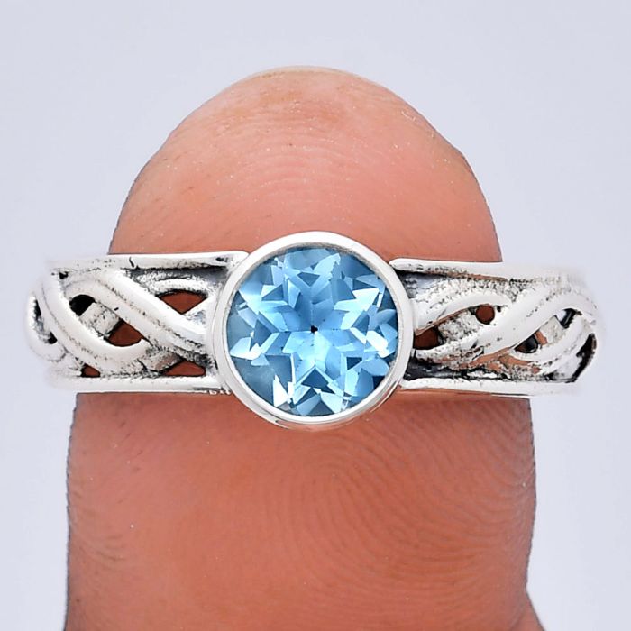 Sky Blue Topaz Ring size-9 EXR03137 R-1161, 7x7 mm