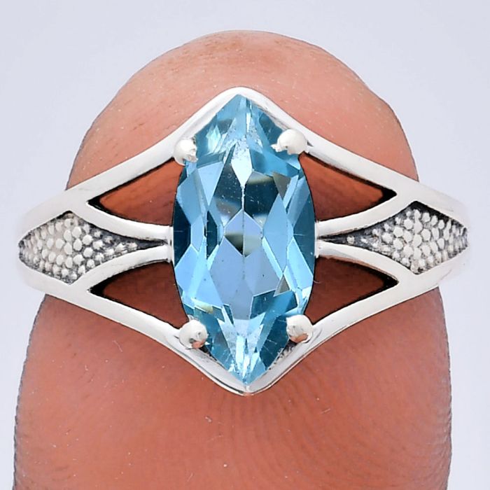 Sky Blue Topaz Ring size-6 EXR03148 R-1727, 6x12 mm