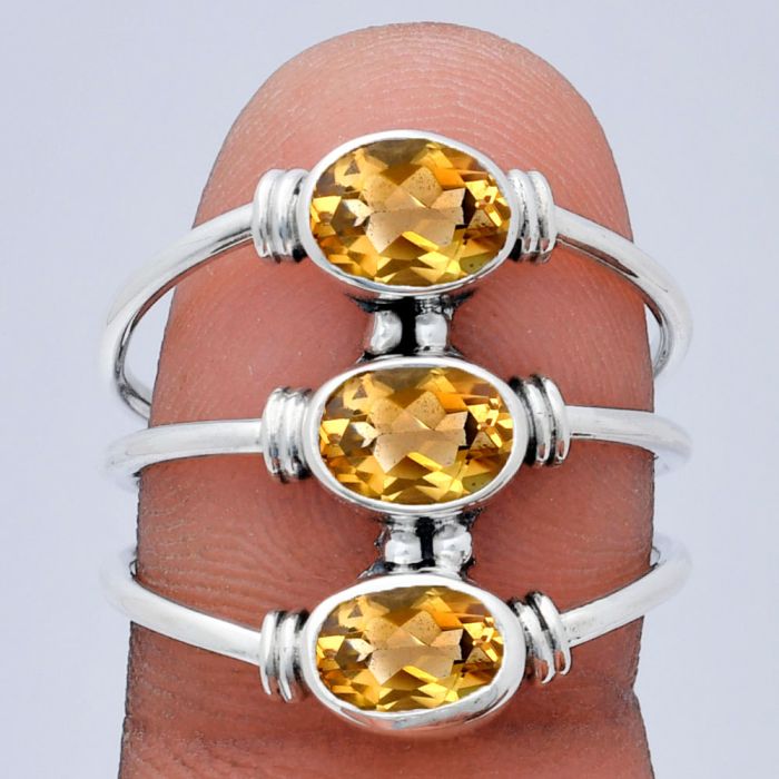 Citrine Ring size-7 EXR03245 R-1566, 7x5 mm