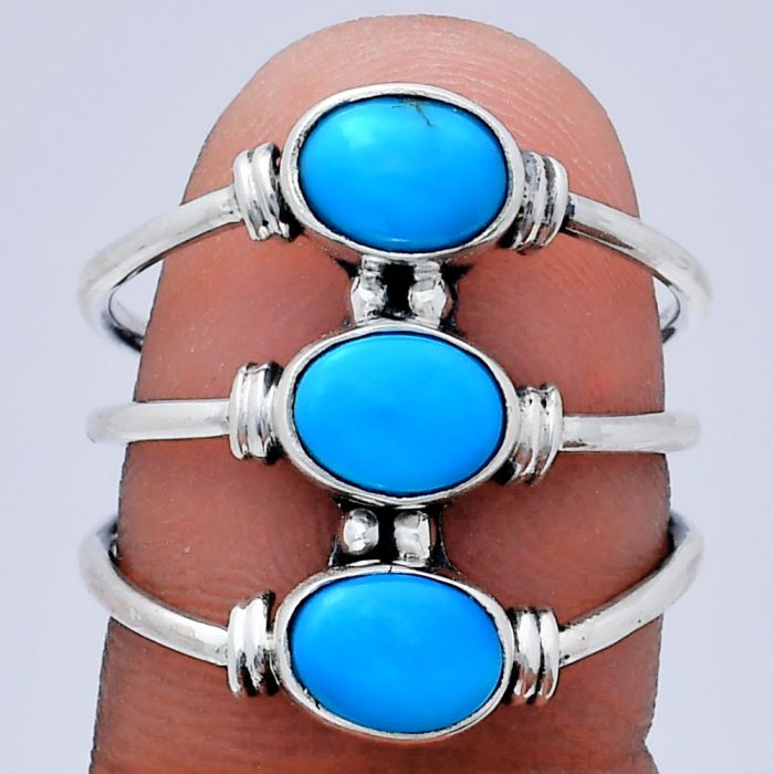 Sleeping Beauty Turquoise Ring size-8 EXR03346 R-1566, 7x5 mm