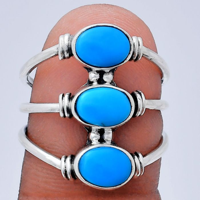 Sleeping Beauty Turquoise Ring size-7 EXR03347 R-1566, 7x5 mm