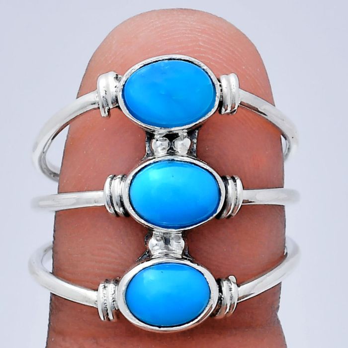 Sleeping Beauty Turquoise Ring size-9 EXR03348 R-1566, 7x5 mm