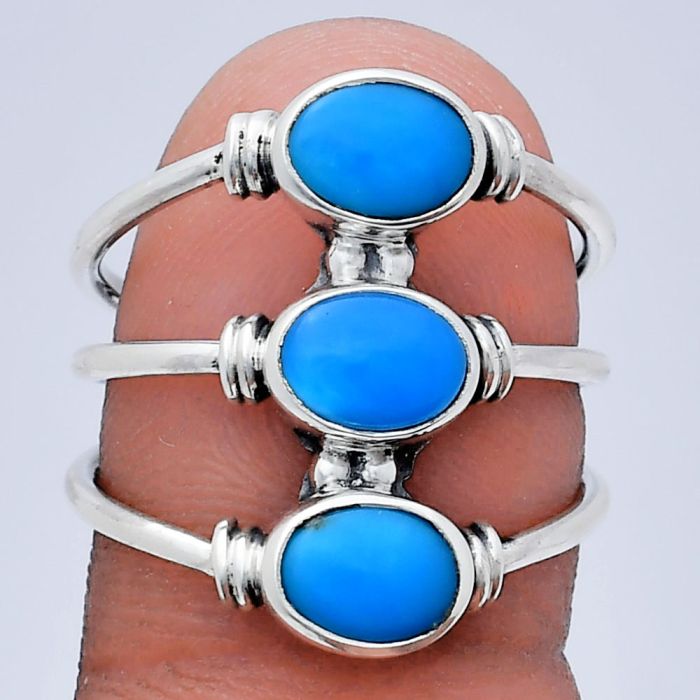 Sleeping Beauty Turquoise Ring size-7.5 EXR03349 R-1566, 7x5 mm