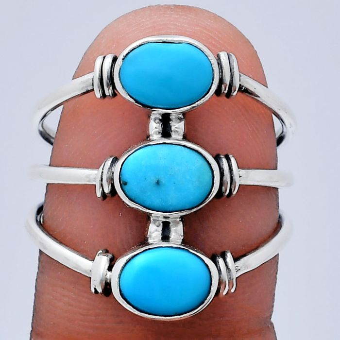 Sleeping Beauty Turquoise Ring size-8 EXR03350 R-1566, 7x5 mm