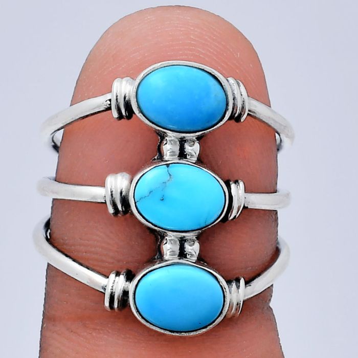 Sleeping Beauty Turquoise Ring size-8 EXR03352 R-1566, 7x5 mm