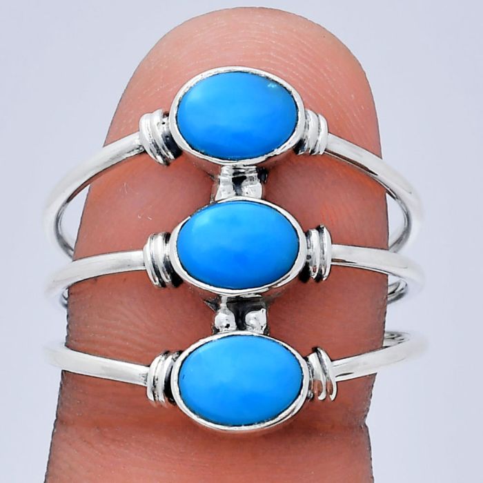 Sleeping Beauty Turquoise Ring size-10 EXR03354 R-1566, 7x5 mm