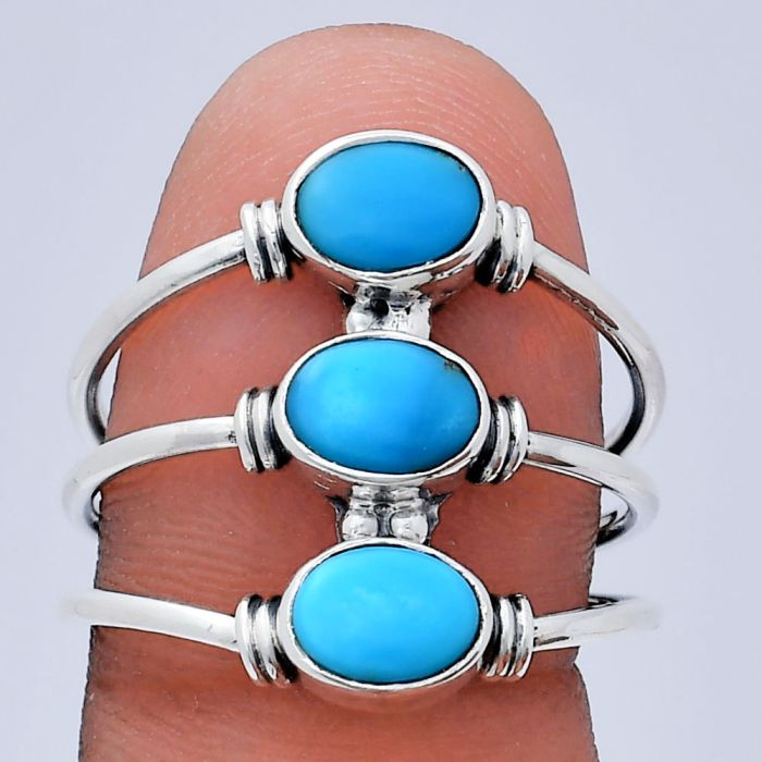 Sleeping Beauty Turquoise Ring size-10 EXR03356 R-1566, 7x5 mm