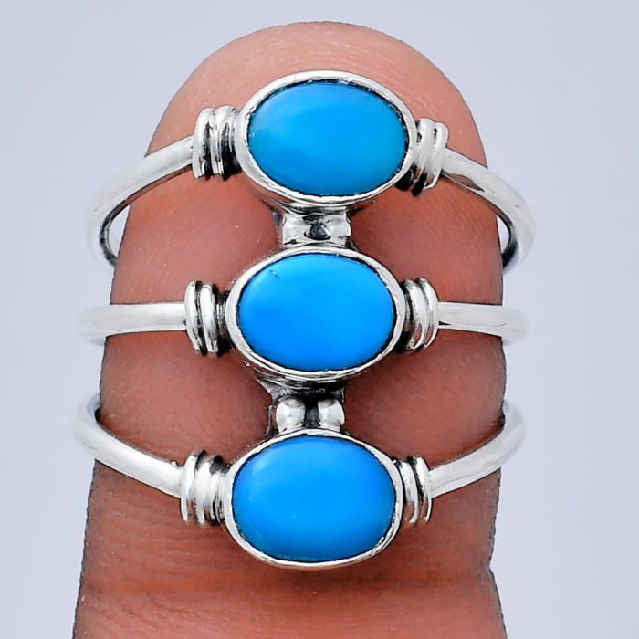 Sleeping Beauty Turquoise Ring size-7 EXR03357 R-1566, 7x5 mm