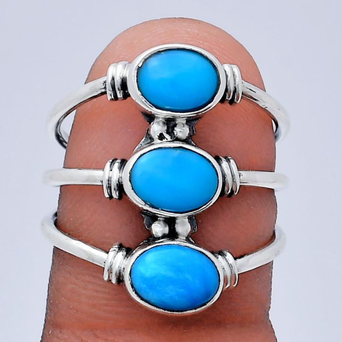 Sleeping Beauty Turquoise Ring size-7 EXR03358 R-1566, 7x5 mm