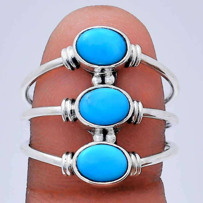 Sleeping Beauty Turquoise Ring size-9 EXR03359 R-1566, 7x5 mm