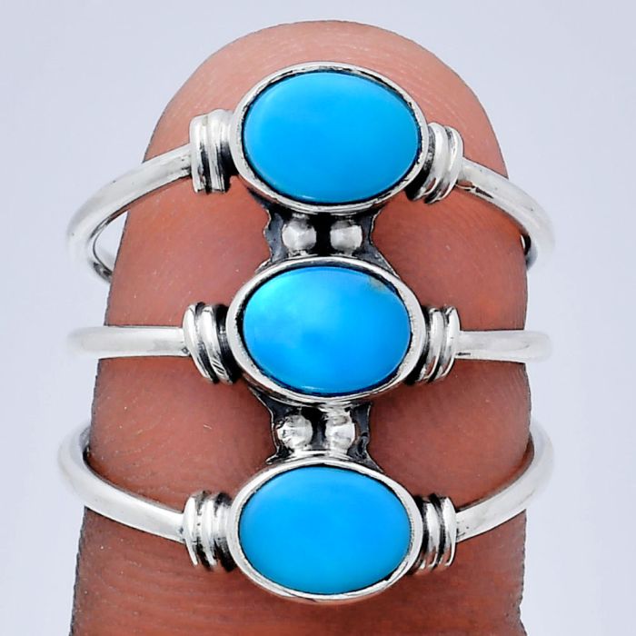 Sleeping Beauty Turquoise Ring size-7 EXR03360 R-1566, 7x5 mm