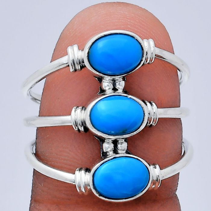 Sleeping Beauty Turquoise Ring size-9 EXR03361 R-1566, 7x5 mm