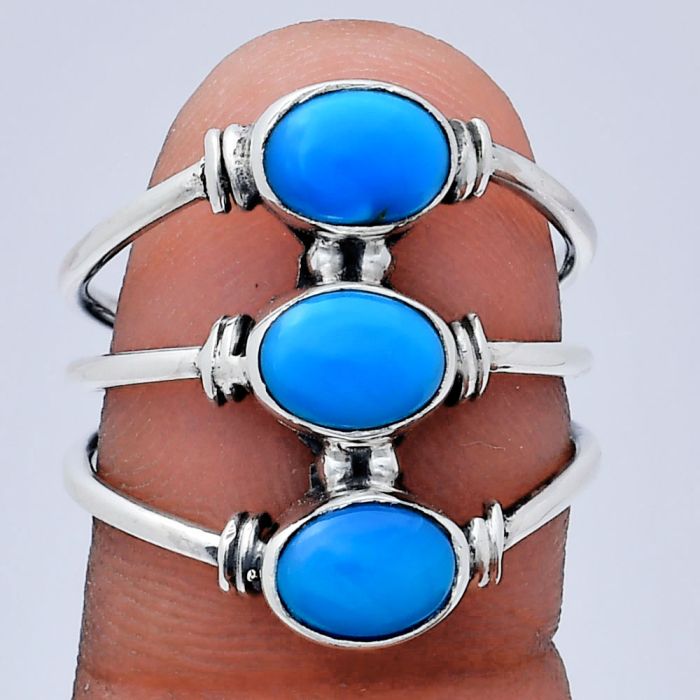 Sleeping Beauty Turquoise Ring size-8 EXR03364 R-1566, 7x5 mm