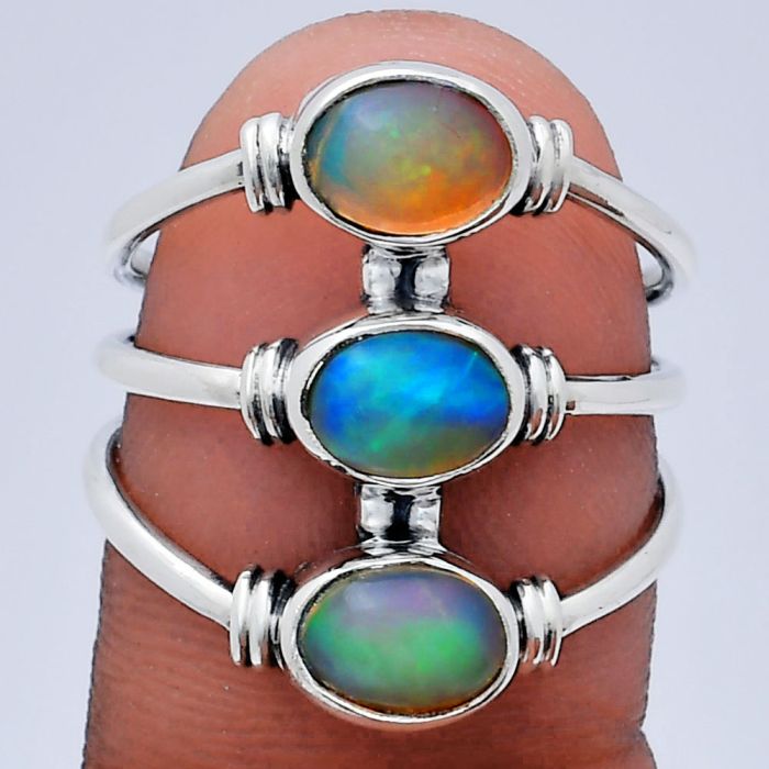 Ethiopian Opal Ring size-7 EXR03367 R-1566, 7x5 mm