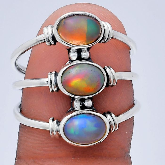 Ethiopian Opal Ring size-8 EXR03369 R-1566, 7x5 mm