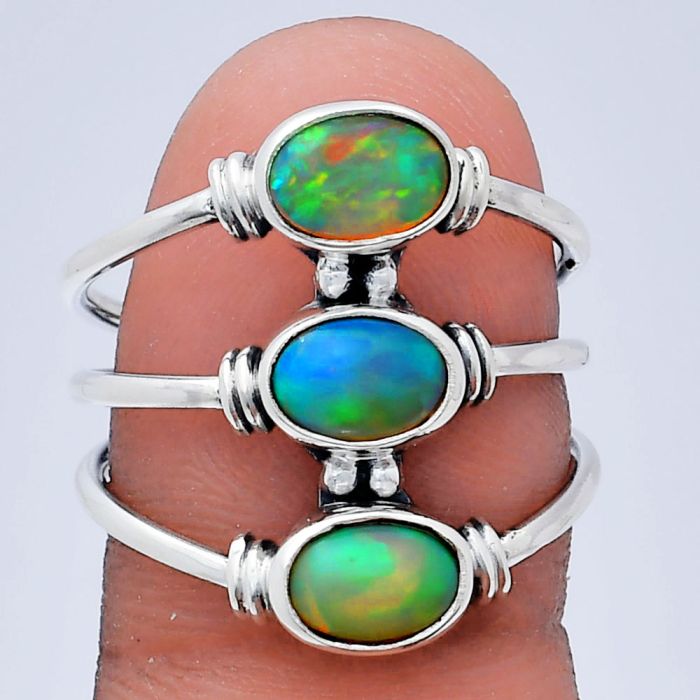 Ethiopian Opal Ring size-8 EXR03379 R-1566, 7x5 mm