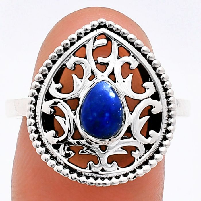 Lapis Lazuli Ring size-8.5 EXR03387 R-1038, 7x5 mm