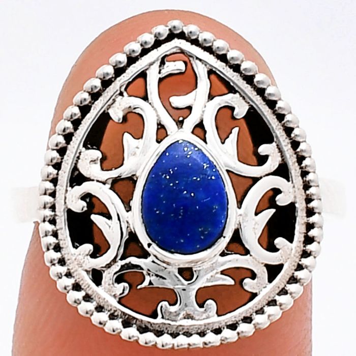 Lapis Lazuli Ring size-6.5 EXR03388 R-1038, 7x5 mm