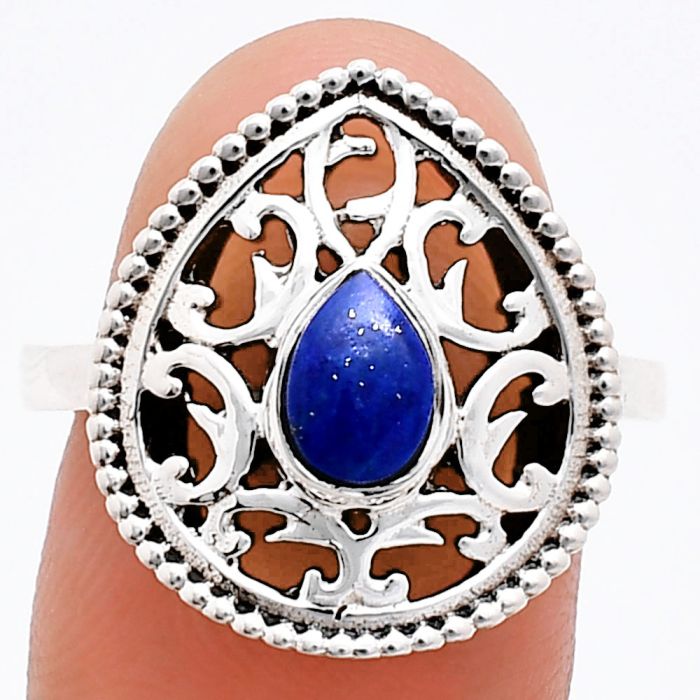 Lapis Lazuli Ring size-8 EXR03393 R-1038, 7x5 mm