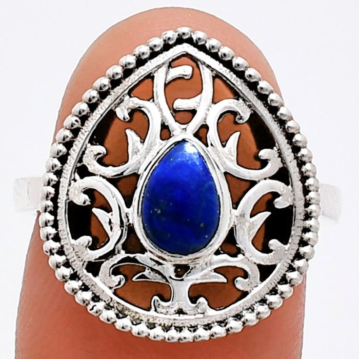 Lapis Lazuli Ring size-7 EXR03394 R-1038, 7x5 mm