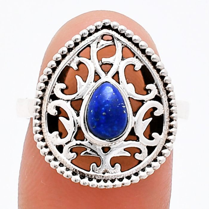 Lapis Lazuli Ring size-7 EXR03396 R-1038, 7x5 mm