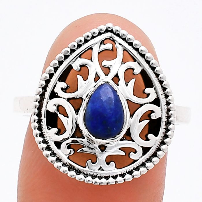 Lapis Lazuli Ring size-9 EXR03400 R-1038, 7x5 mm