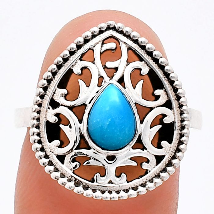 Sleeping Beauty Turquoise Ring size-7 EXR03401 R-1038, 7x5 mm