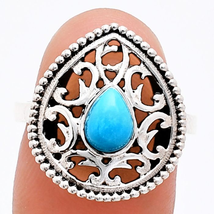 Sleeping Beauty Turquoise Ring size-7 EXR03403 R-1038, 7x5 mm