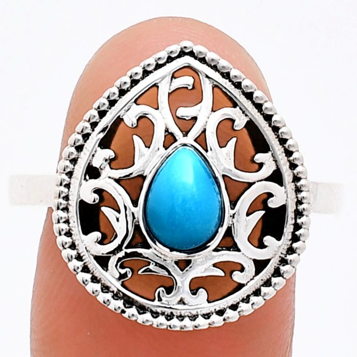 Sleeping Beauty Turquoise Ring size-10 EXR03404 R-1038, 7x5 mm