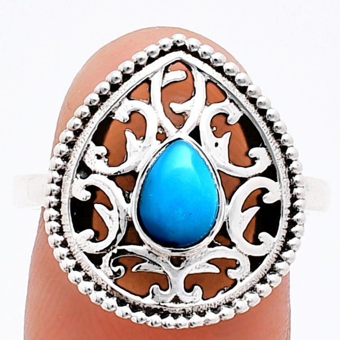 Sleeping Beauty Turquoise Ring size-8 EXR03405 R-1038, 7x5 mm