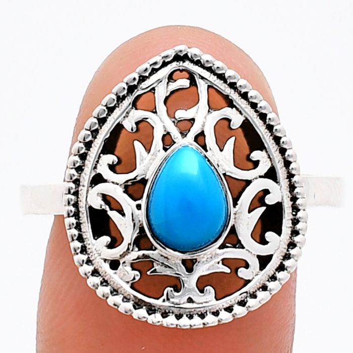 Sleeping Beauty Turquoise Ring size-10 EXR03406 R-1038, 7x5 mm