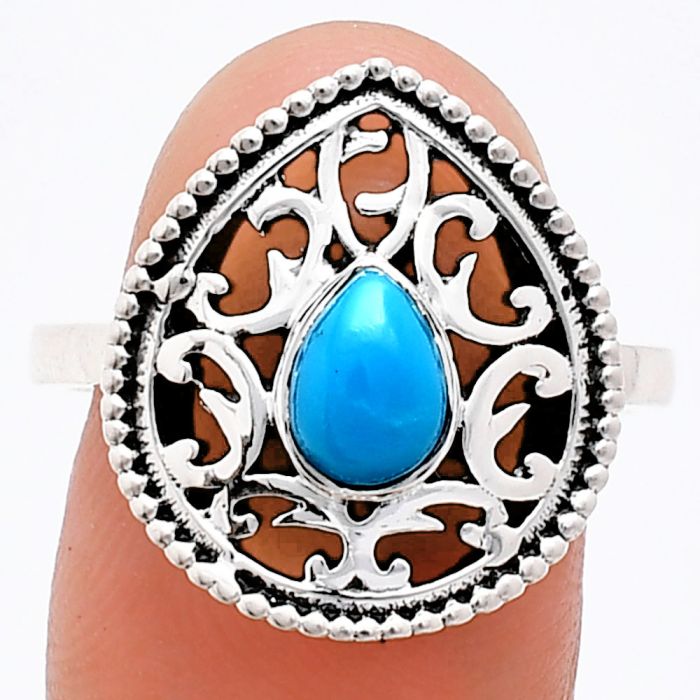 Sleeping Beauty Turquoise Ring size-9 EXR03407 R-1038, 7x5 mm