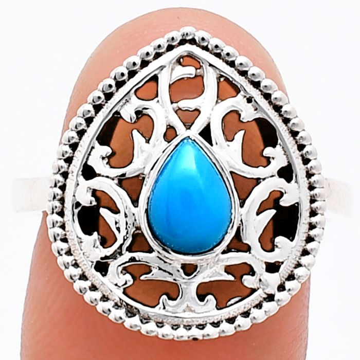 Sleeping Beauty Turquoise Ring size-8 EXR03408 R-1038, 7x5 mm