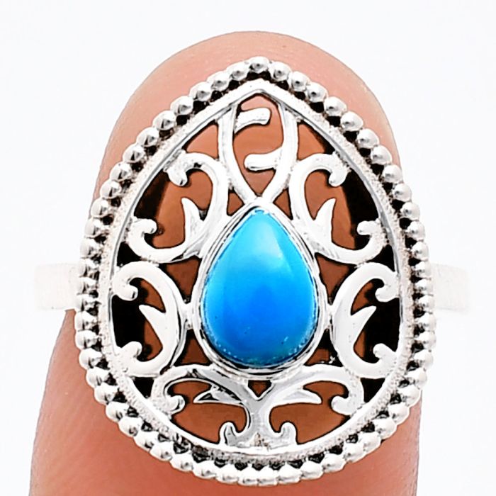 Sleeping Beauty Turquoise Ring size-7 EXR03409 R-1038, 7x5 mm