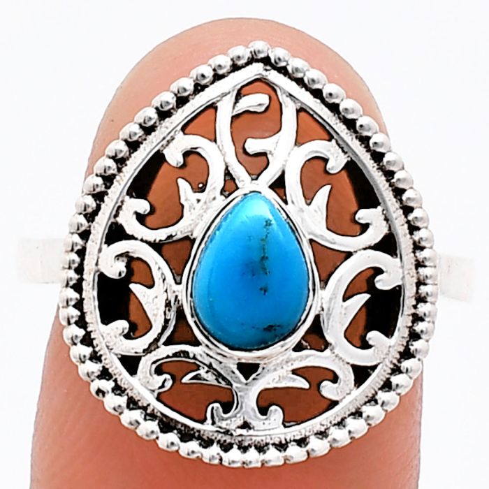 Sleeping Beauty Turquoise Ring size-8 EXR03410 R-1038, 7x5 mm