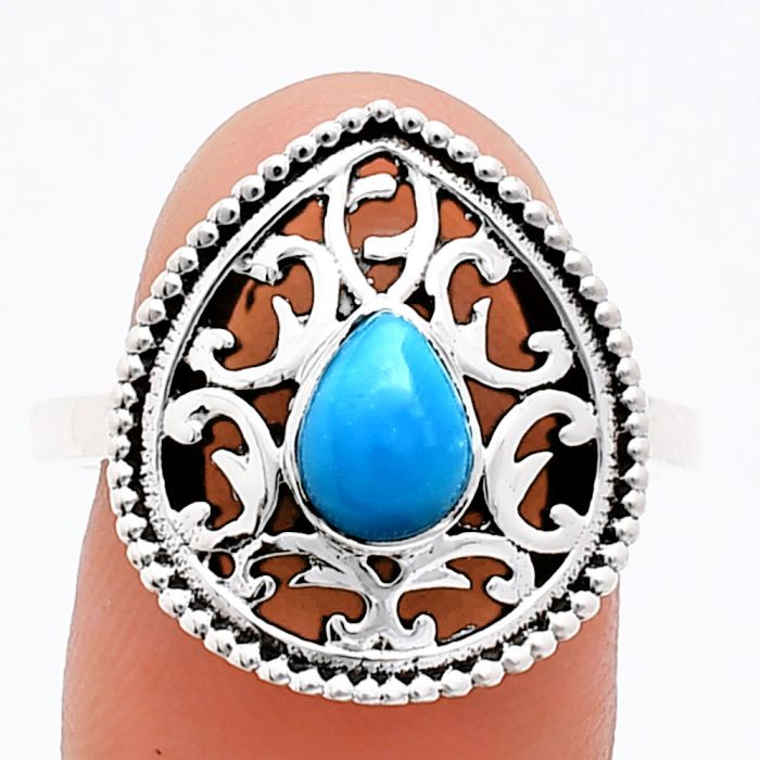 Sleeping Beauty Turquoise Ring size-9 EXR03411 R-1038, 7x5 mm