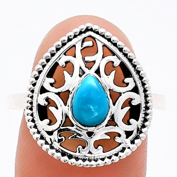 Sleeping Beauty Turquoise Ring size-9 EXR03413 R-1038, 7x5 mm