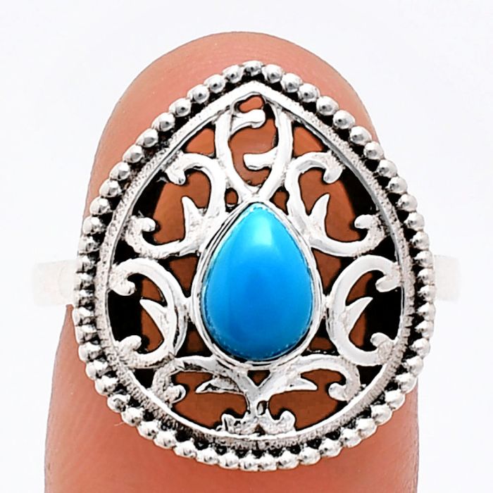 Sleeping Beauty Turquoise Ring size-7 EXR03414 R-1038, 7x5 mm