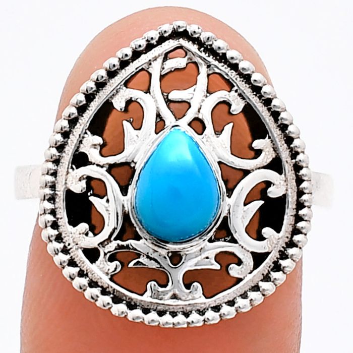 Sleeping Beauty Turquoise Ring size-6.5 EXR03415 R-1038, 7x5 mm