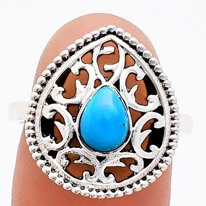 Sleeping Beauty Turquoise Ring size-8 EXR03416 R-1038, 7x5 mm