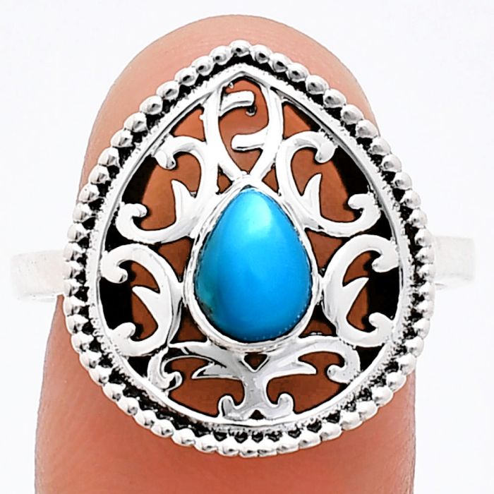 Sleeping Beauty Turquoise Ring size-9 EXR03417 R-1038, 7x5 mm