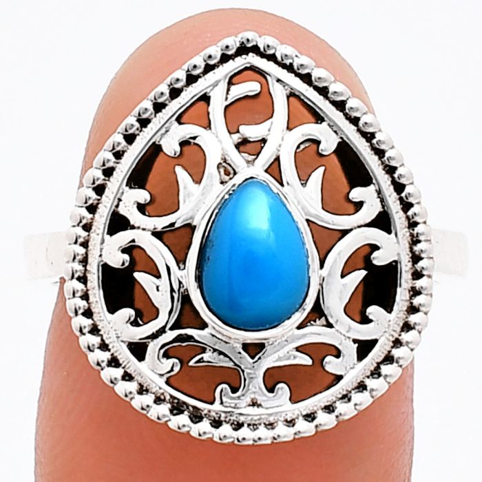 Sleeping Beauty Turquoise Ring size-8 EXR03418 R-1038, 7x5 mm