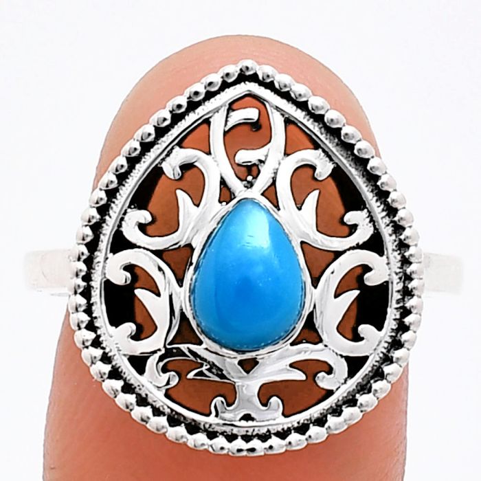 Sleeping Beauty Turquoise Ring size-9 EXR03419 R-1038, 7x5 mm