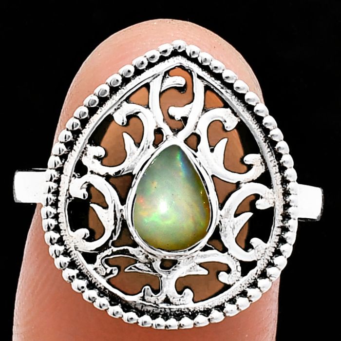 Ethiopian Opal Ring size-8 EXR03426 R-1038, 7x5 mm