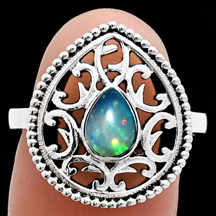 Ethiopian Opal Ring size-8 EXR03433 R-1038, 7x5 mm