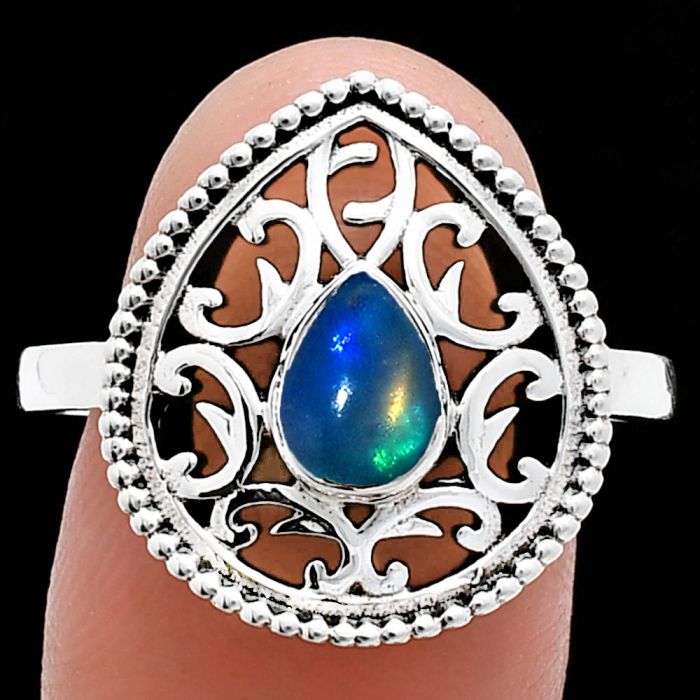 Ethiopian Opal Ring size-10 EXR03434 R-1038, 7x5 mm