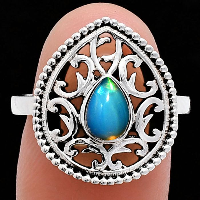 Ethiopian Opal Ring size-8 EXR03436 R-1038, 7x5 mm