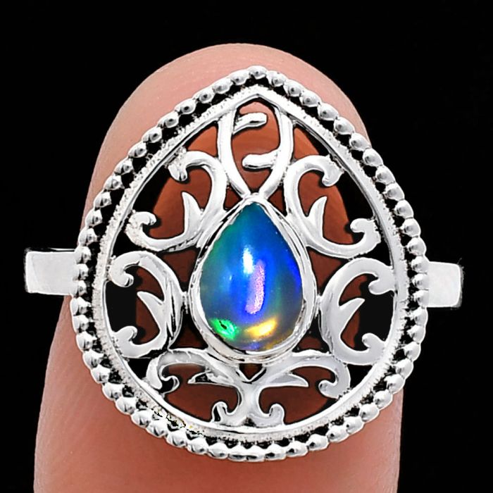 Ethiopian Opal Ring size-9 EXR03437 R-1038, 7x5 mm