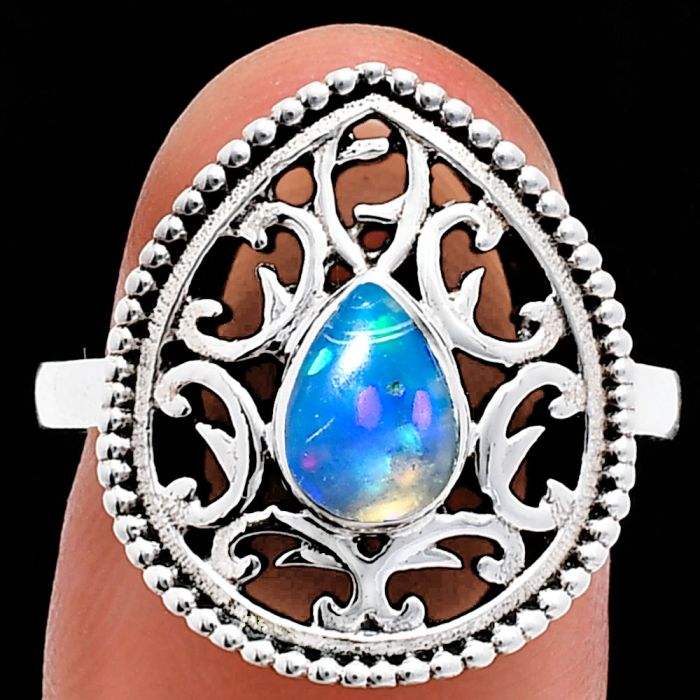 Ethiopian Opal Ring size-7 EXR03438 R-1038, 7x5 mm