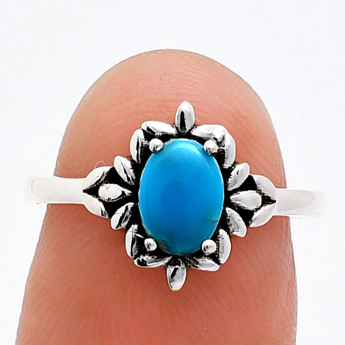 Sleeping Beauty Turquoise Ring size-6 EXR03439 R-1721, 7x5 mm